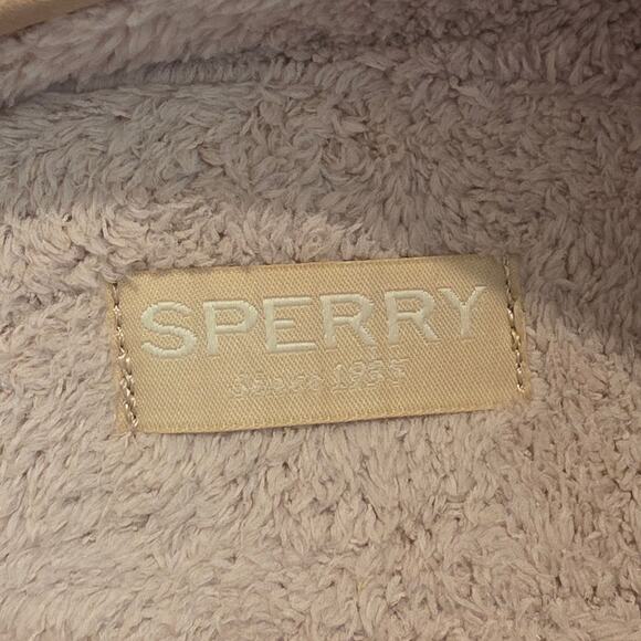 Sperry Mens 8.5 Tan Suede Leather Mule Slippers Cozy Lined Indoor Outdoor